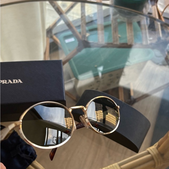 Prada Gold and Black Round Sunglasses main image 4
